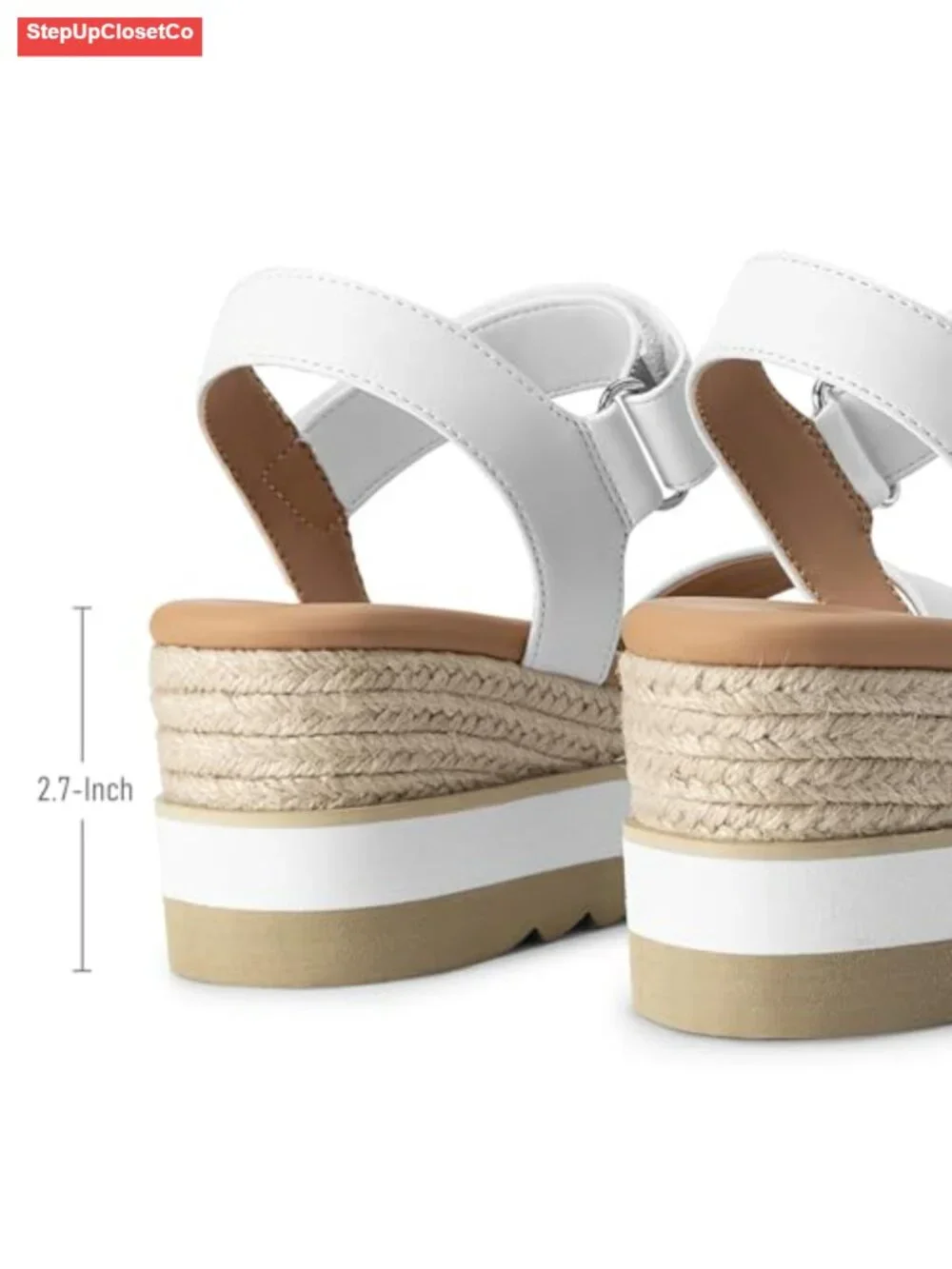 Espadrille Wedge Sandals, Open Toe Ankle Strap Low Heel Platform Sandals, PU